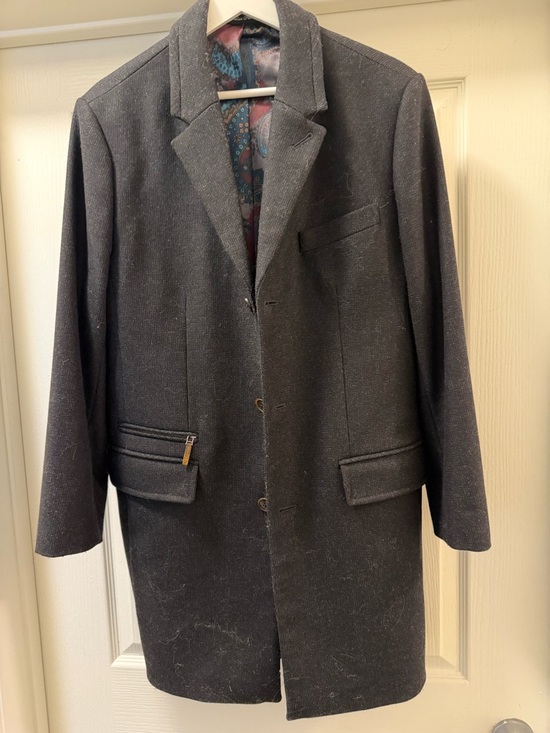 Ted Baker Other - Ted Baker Dark Charcoal Pea Coat with Patterned Lining